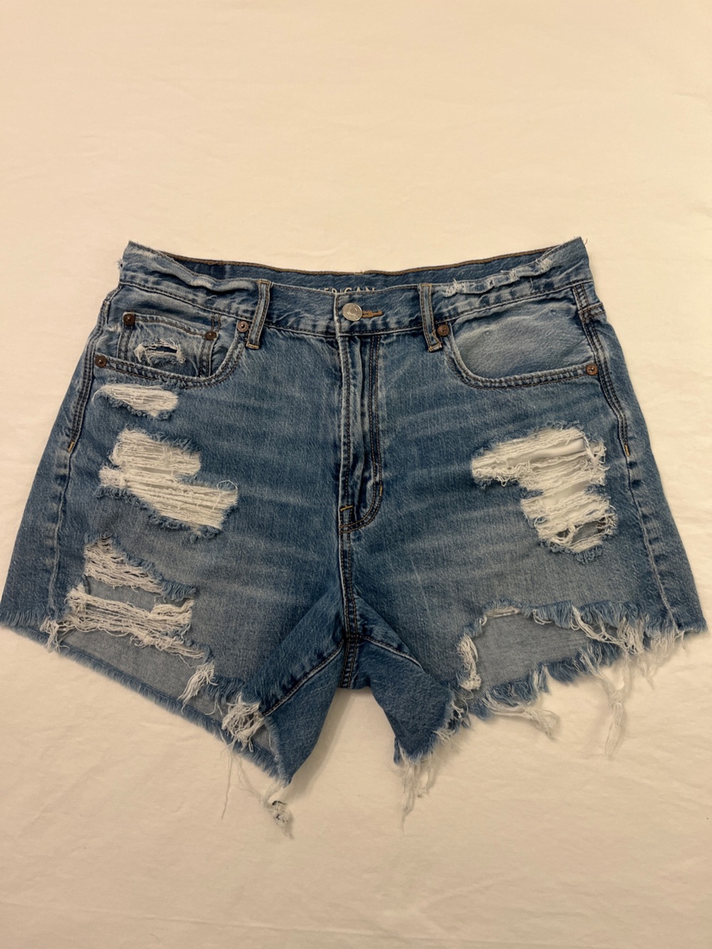 American Eagle Outfitters Faded Blue Distressed Cutoff Denim Shorts